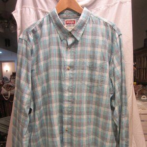 UNIQUE COLOR WRANGLER PLAID SHIRT, CASUAL DRESS, XL MENS